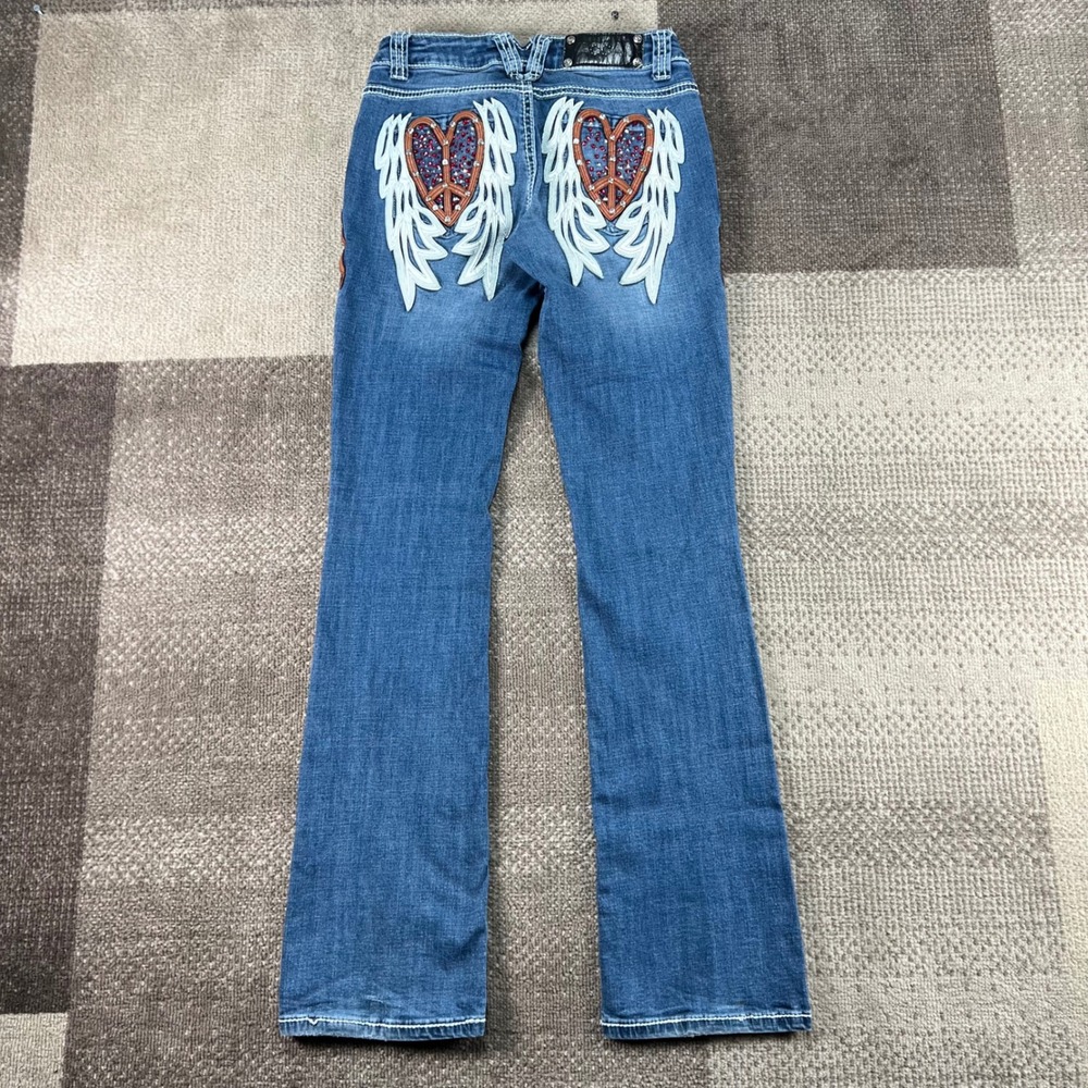Vaccari Paz Women 26L Blue Denim‎ Bootcut Jeans Embellished Rhinestone Western